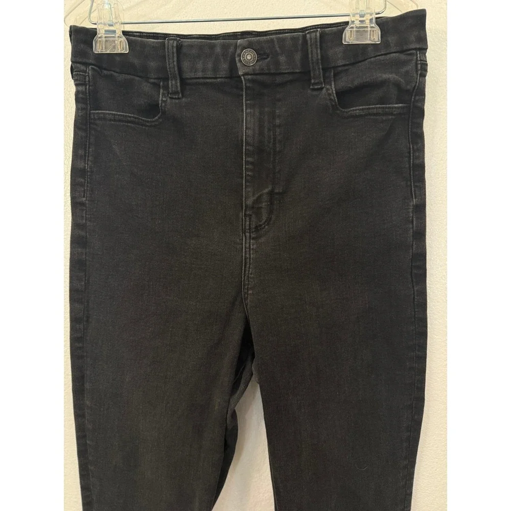 Women's American‎ Eagle Ne(x)t Level Stretch Faded Black Jeans Size 14 Long